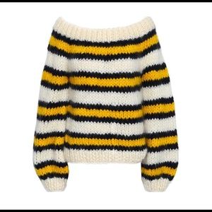 Ganni Julliard off shoulder striped sweater XS